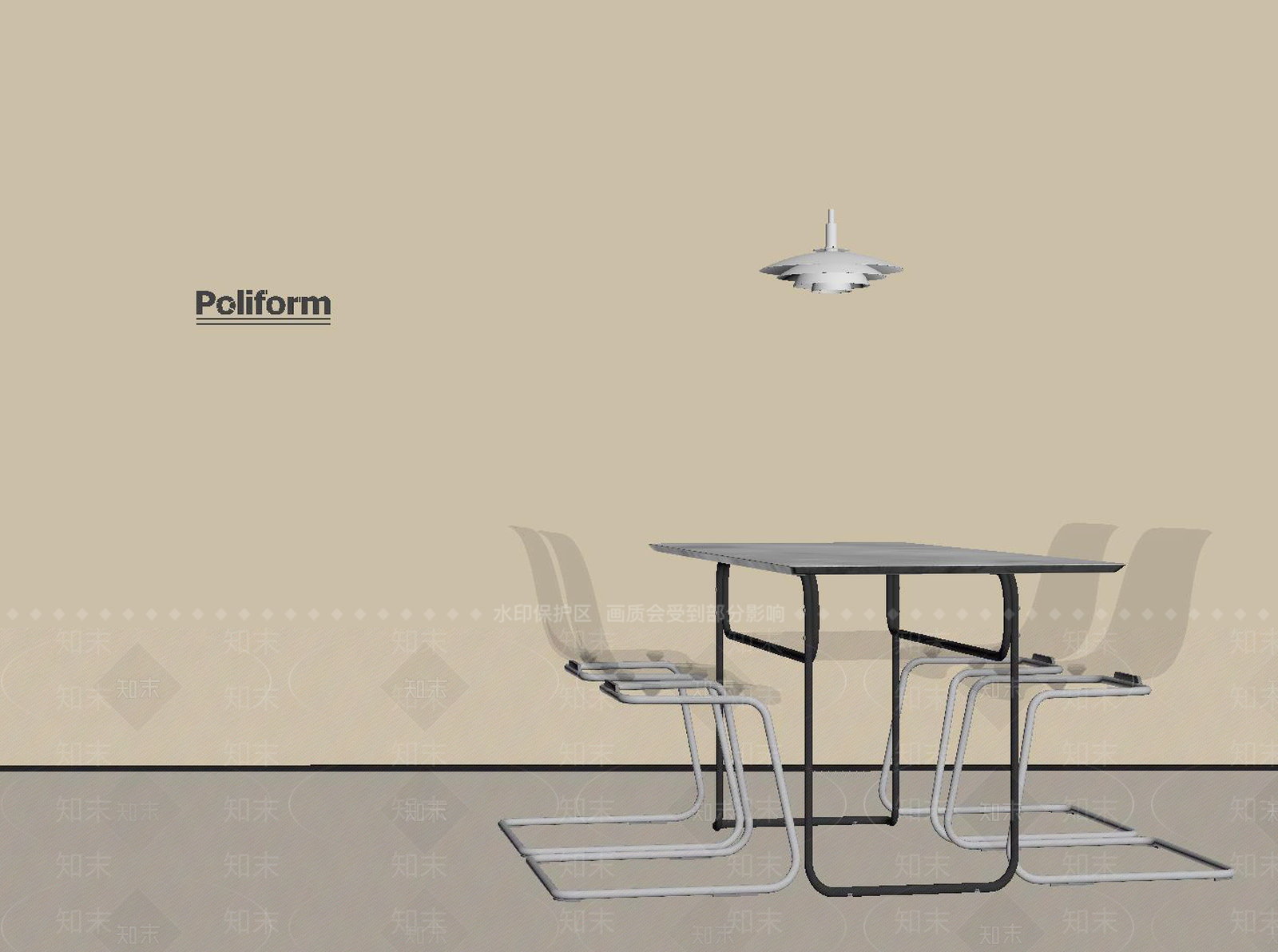 现代餐桌SU模型下载【ID:1188407988】