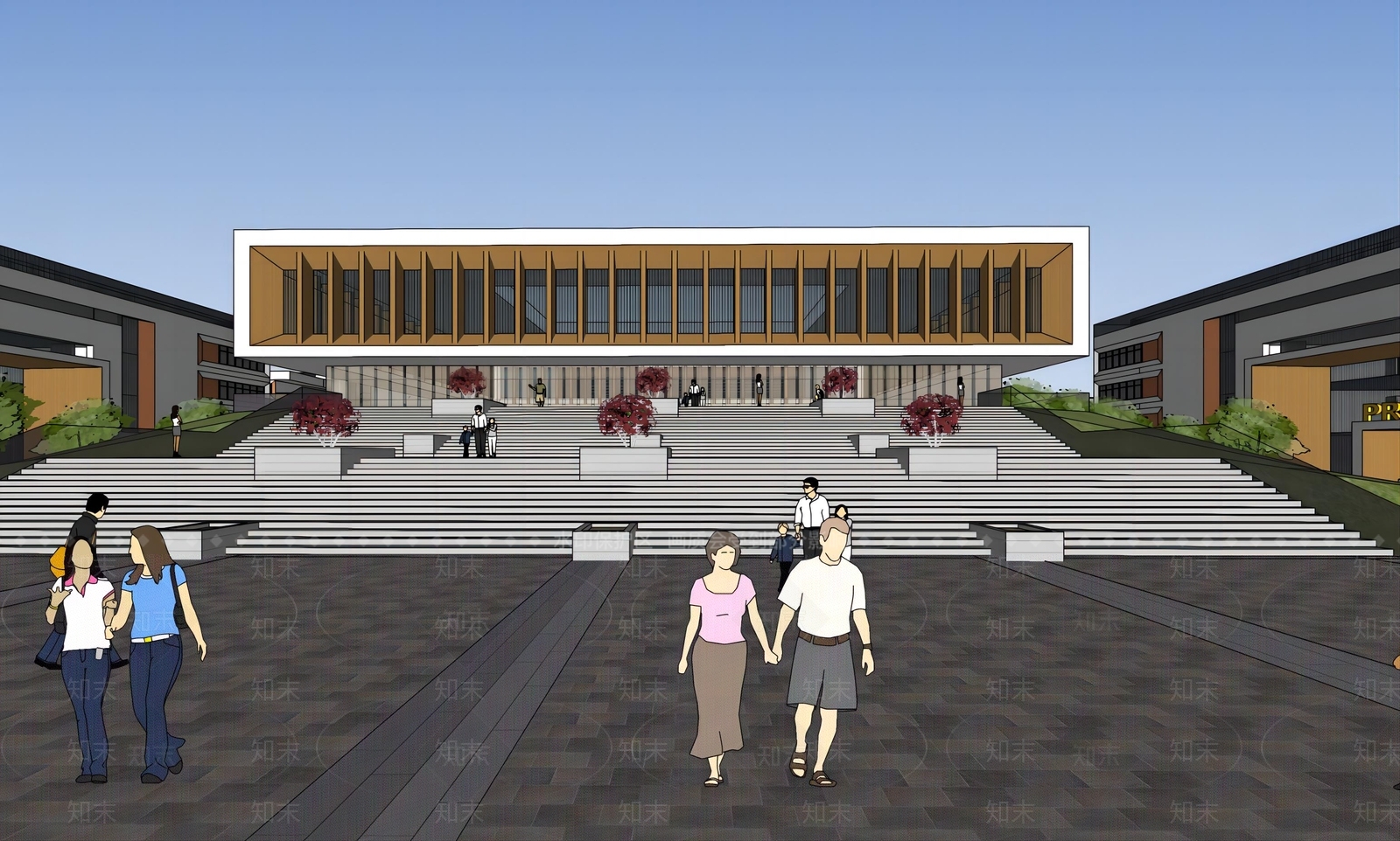 现代学校建筑SU模型下载【ID:1188408097】