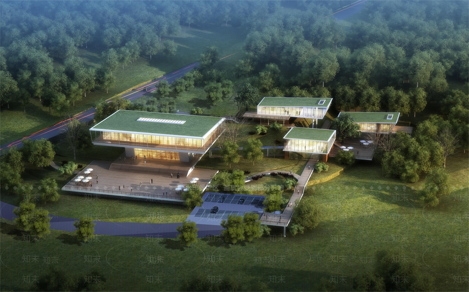 现代展览馆建筑SU模型下载【ID:1188411191】