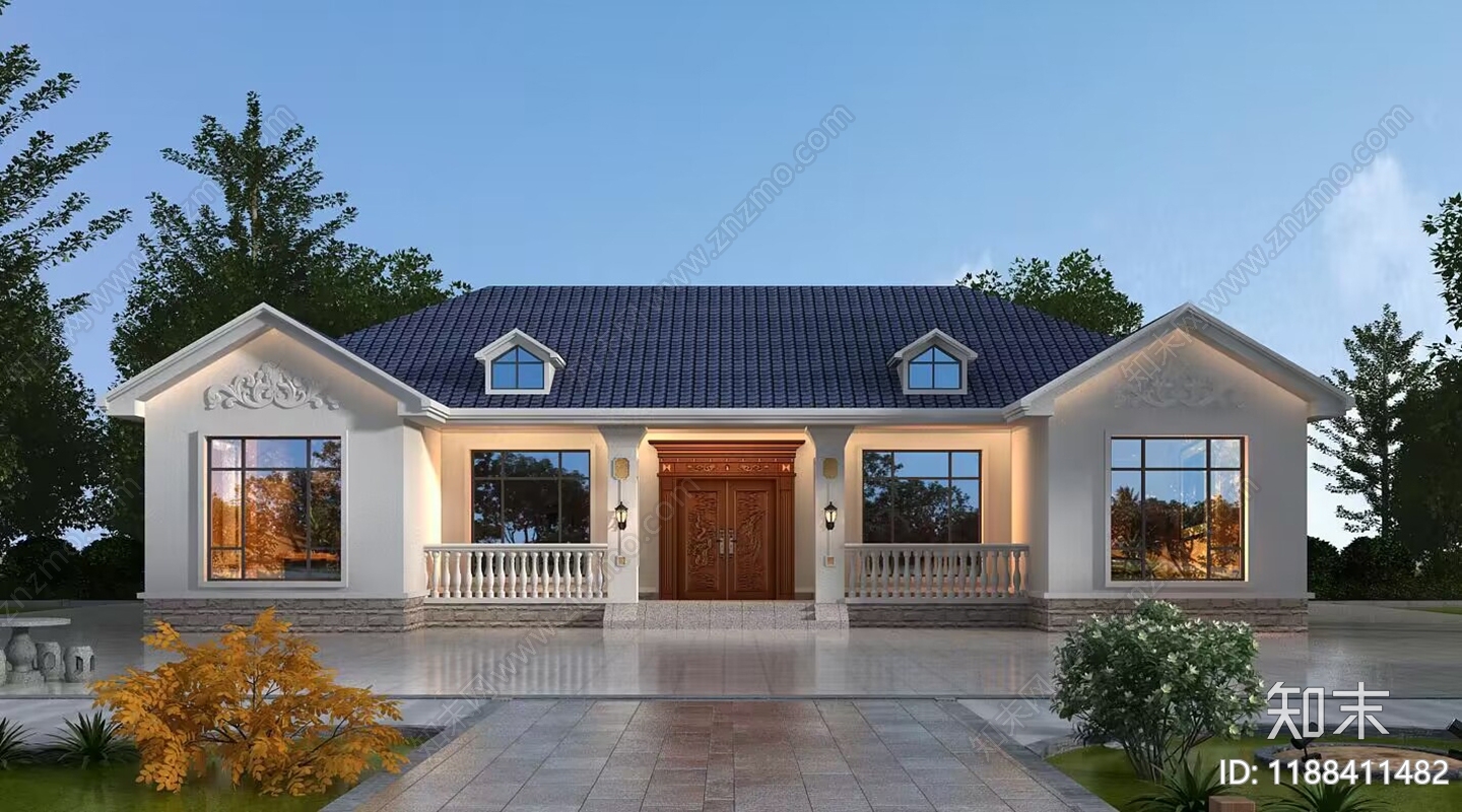 简欧别墅建筑施工图下载【ID:1188411482】