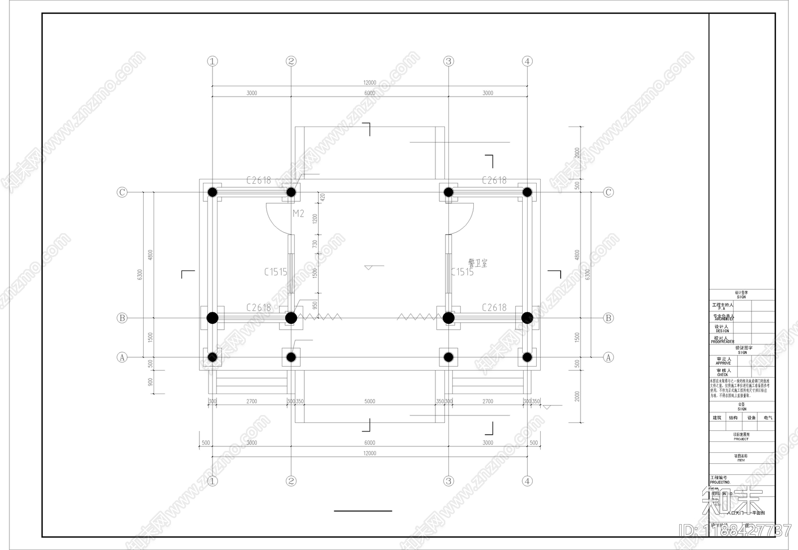 仿古建筑cad施工图下载【ID:1188427737】