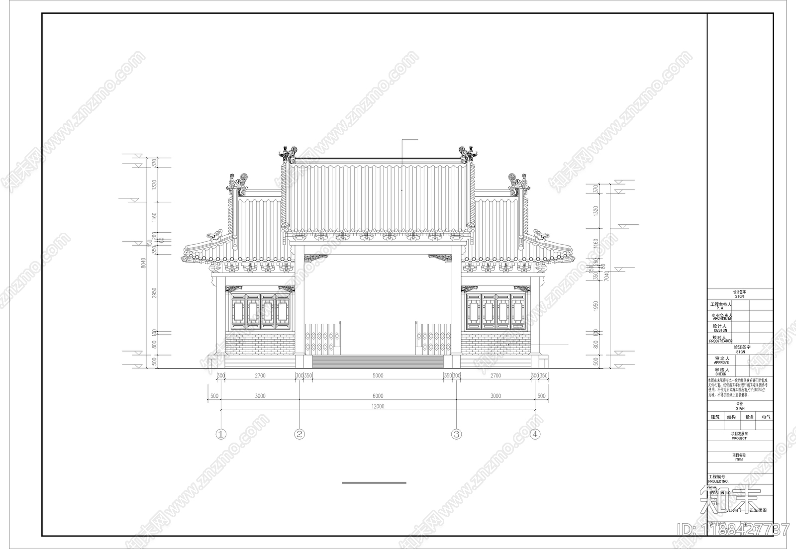 仿古建筑cad施工图下载【ID:1188427737】