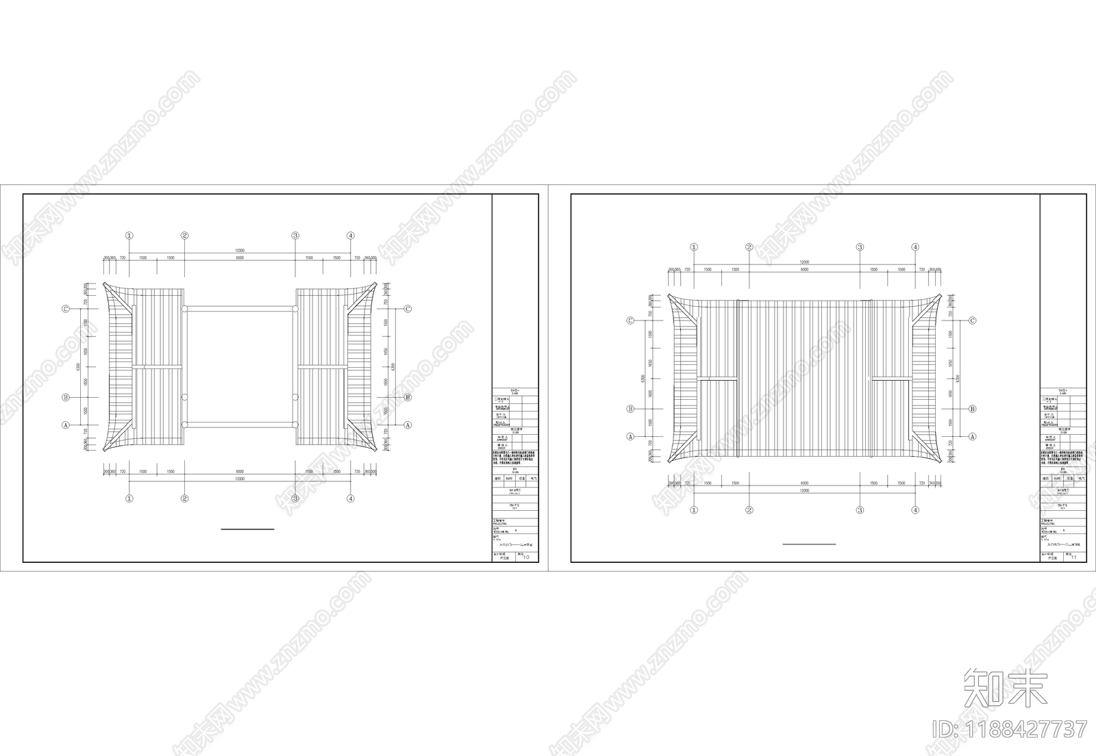 仿古建筑cad施工图下载【ID:1188427737】