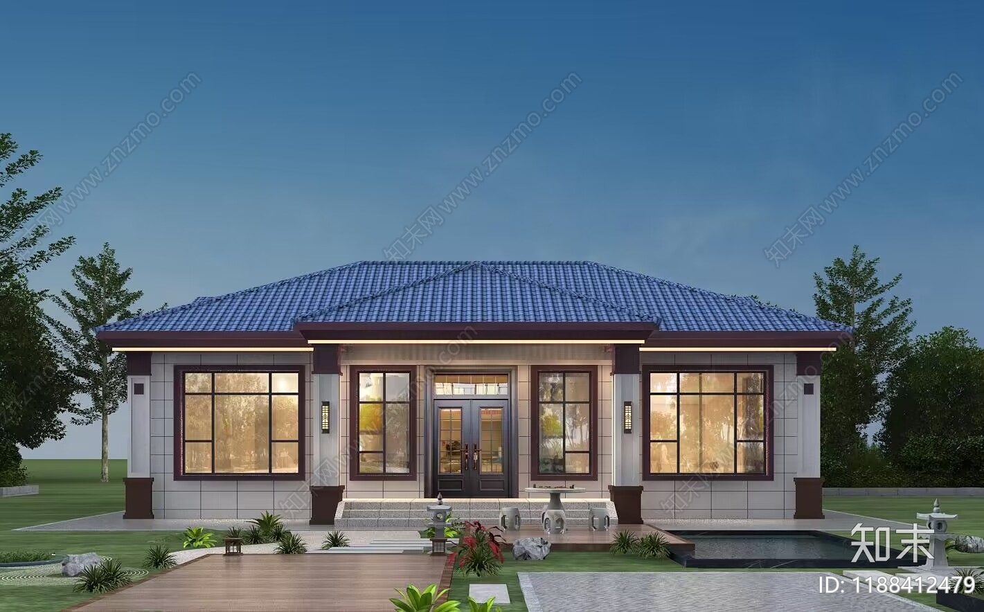 欧式简欧别墅建筑施工图下载【ID:1188412479】