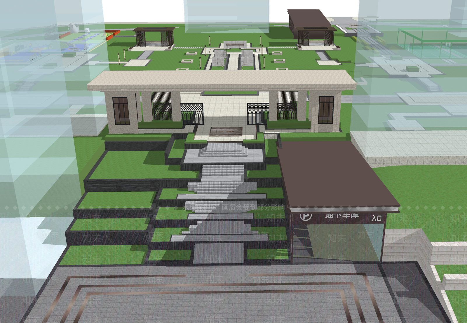 现代新中式小区景观SU模型下载【ID:1188414409】