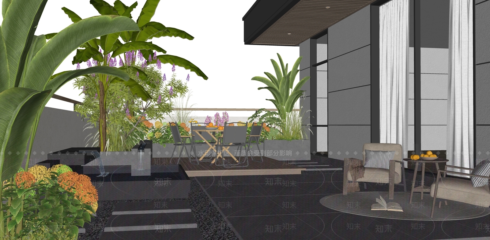 现代屋顶花园SU模型下载【ID:1188413772】