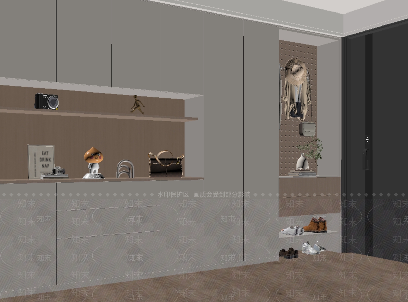 现代鞋柜SU模型下载【ID:1188413879】