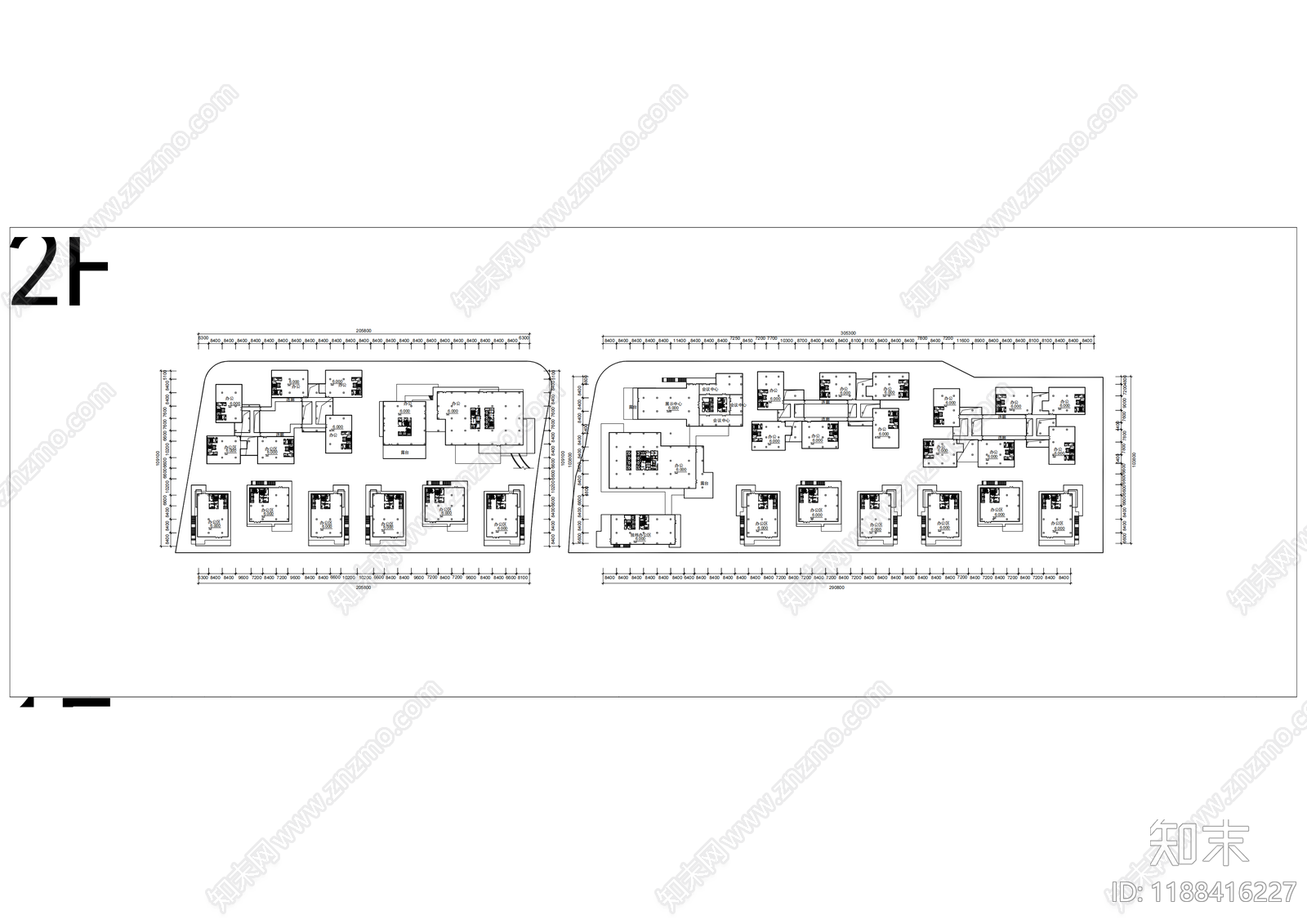 现代产业园建筑cad施工图下载【ID:1188416227】