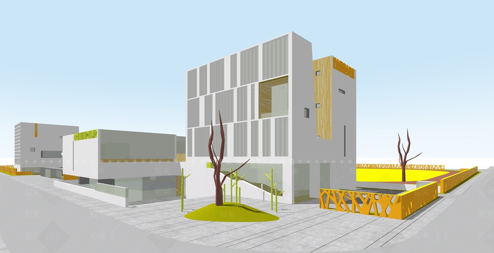 现代学校建筑SU模型下载【ID:1188416533】