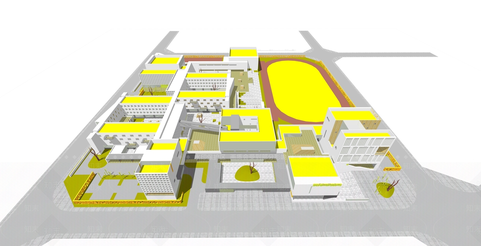 现代学校建筑SU模型下载【ID:1188416533】