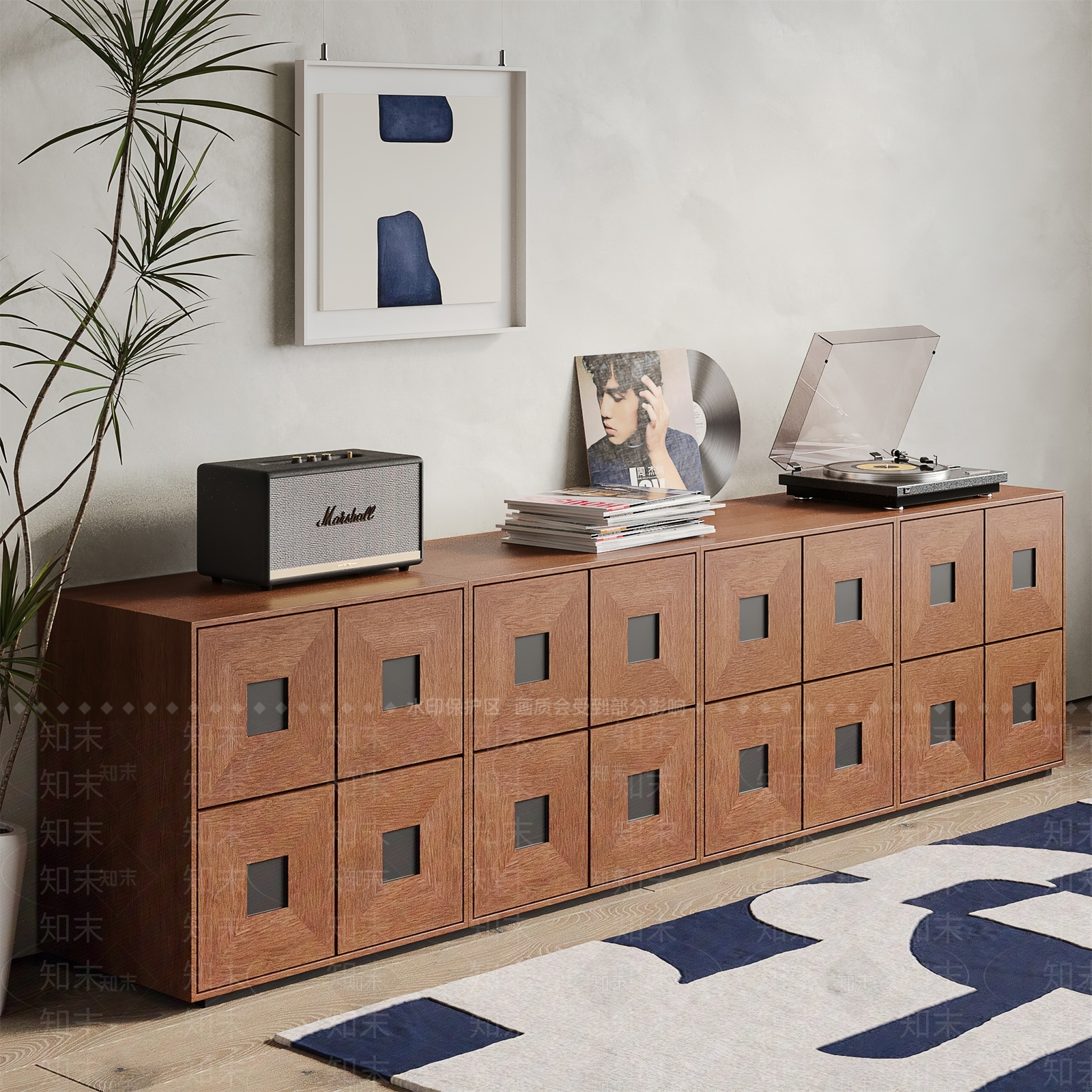 中古复古电视柜SU模型下载【ID:1188416918】