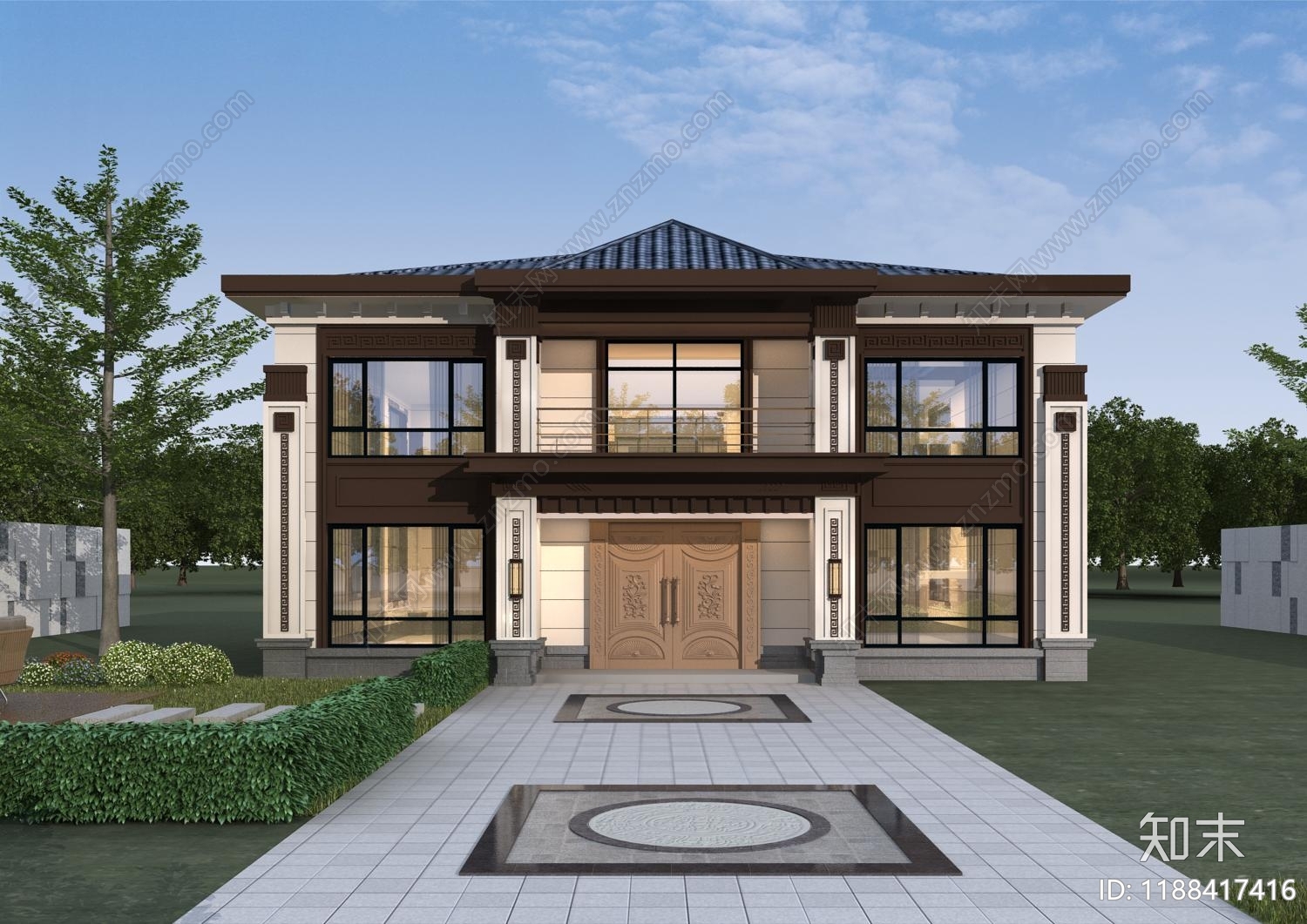 简欧别墅建筑施工图下载【ID:1188417416】