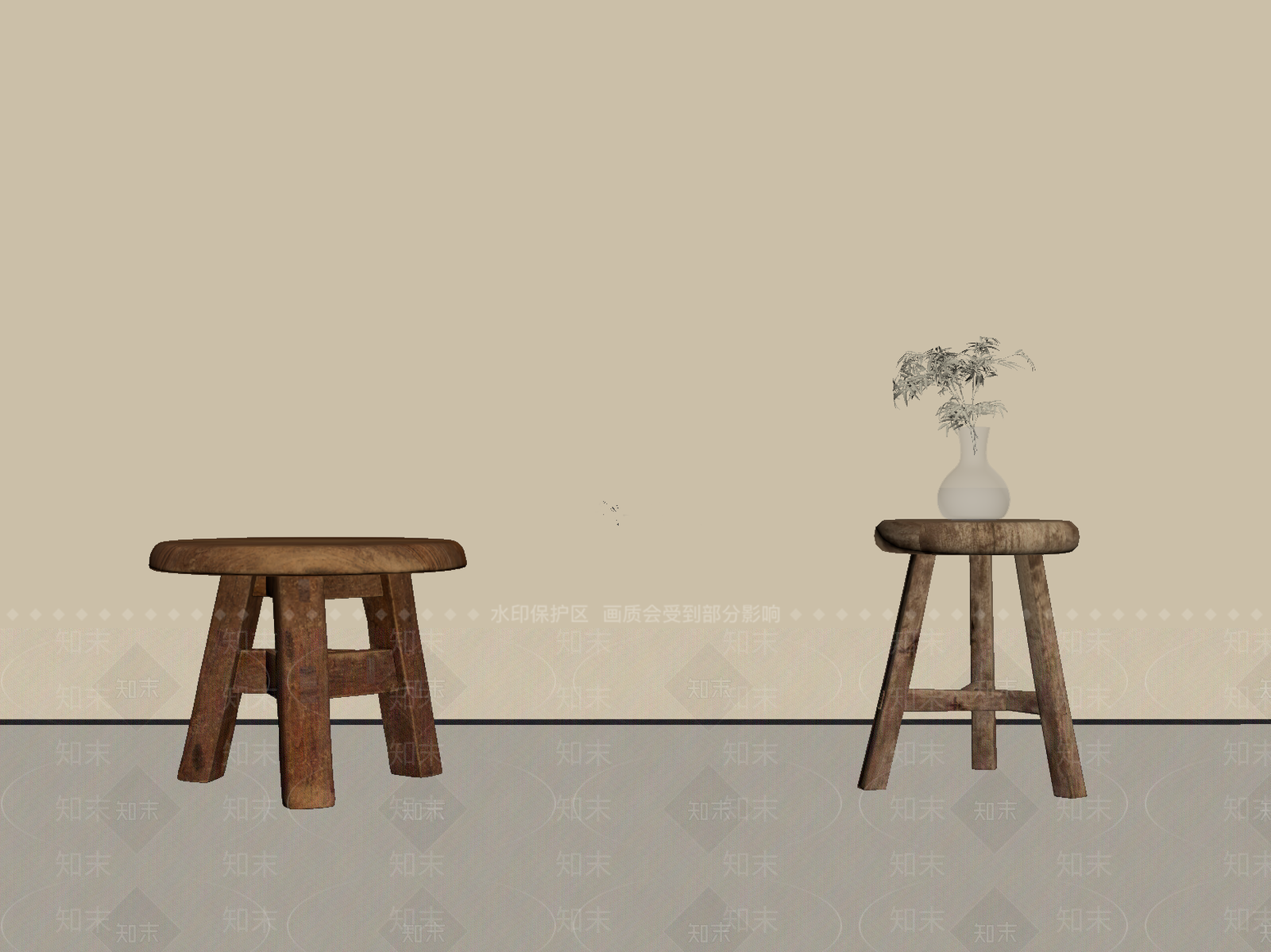 侘寂中古其他凳子SU模型下载【ID:1188417727】