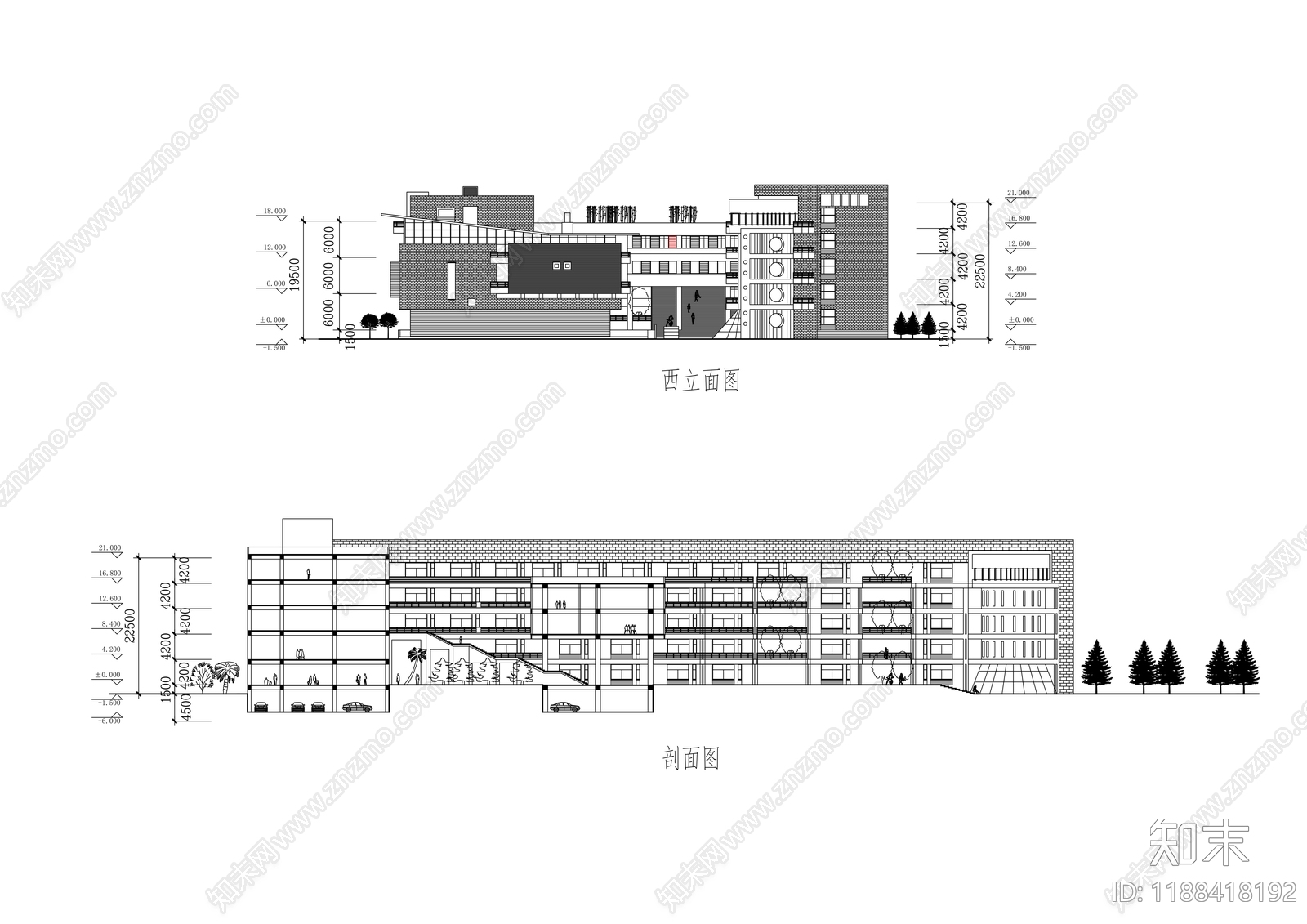 现代学校建筑cad施工图下载【ID:1188418192】
