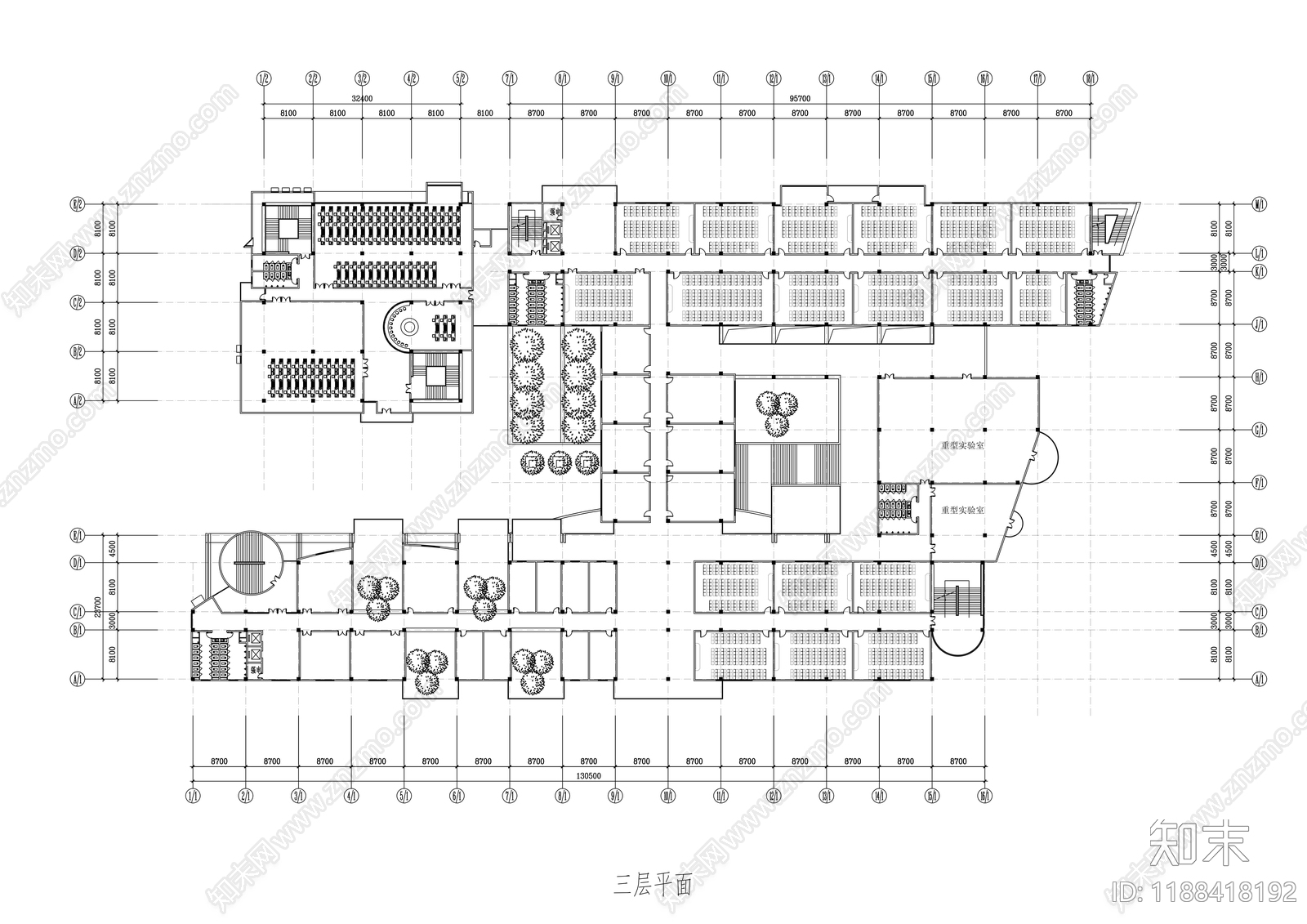 现代学校建筑cad施工图下载【ID:1188418192】