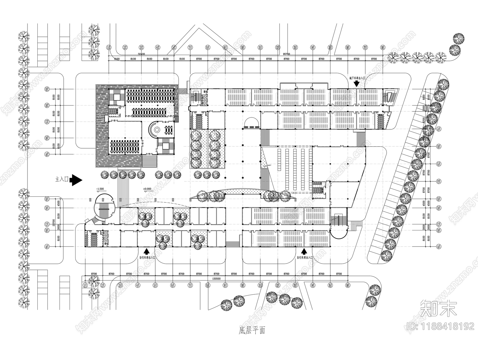 现代学校建筑cad施工图下载【ID:1188418192】