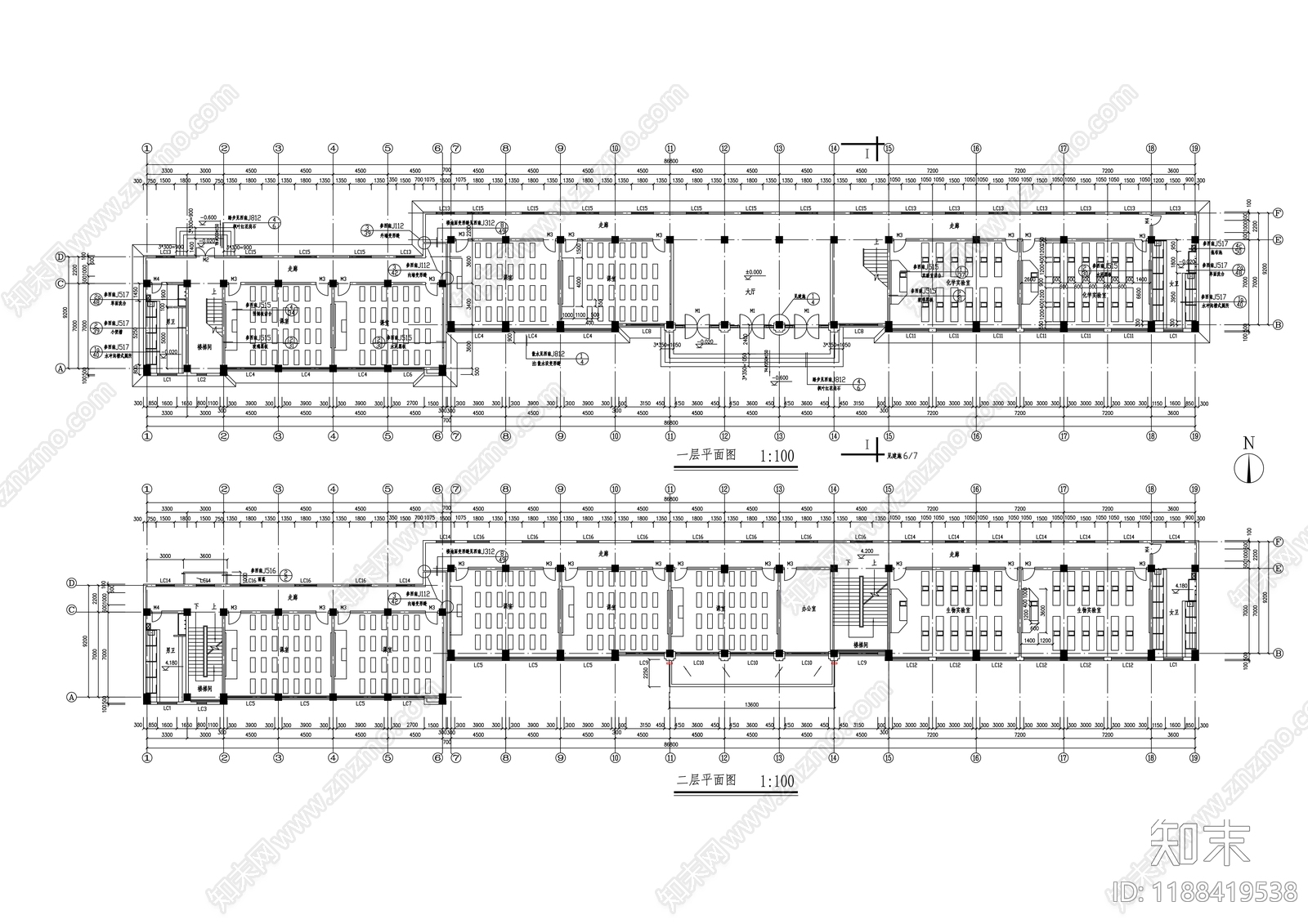 现代学校建筑cad施工图下载【ID:1188419538】