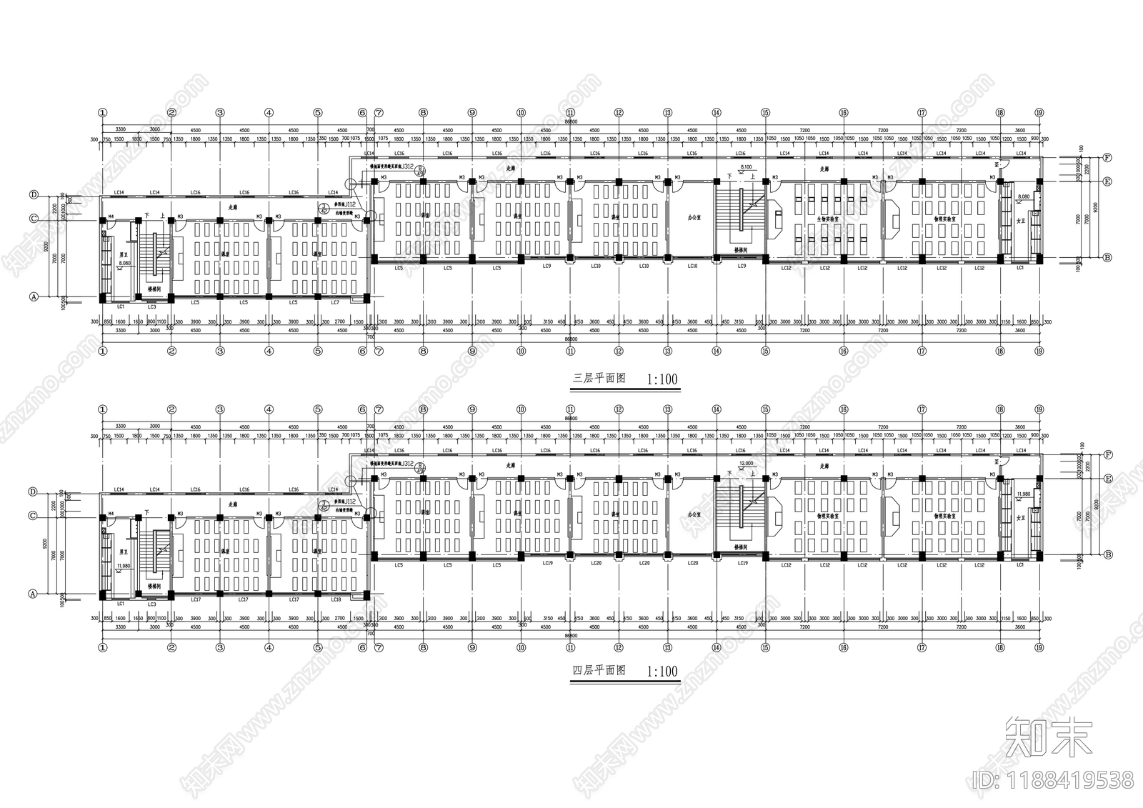 现代学校建筑cad施工图下载【ID:1188419538】