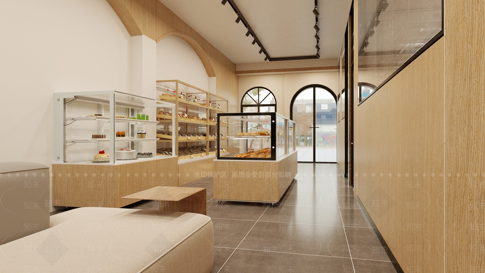 现代原木甜品面包店3D模型下载【ID:1188419866】
