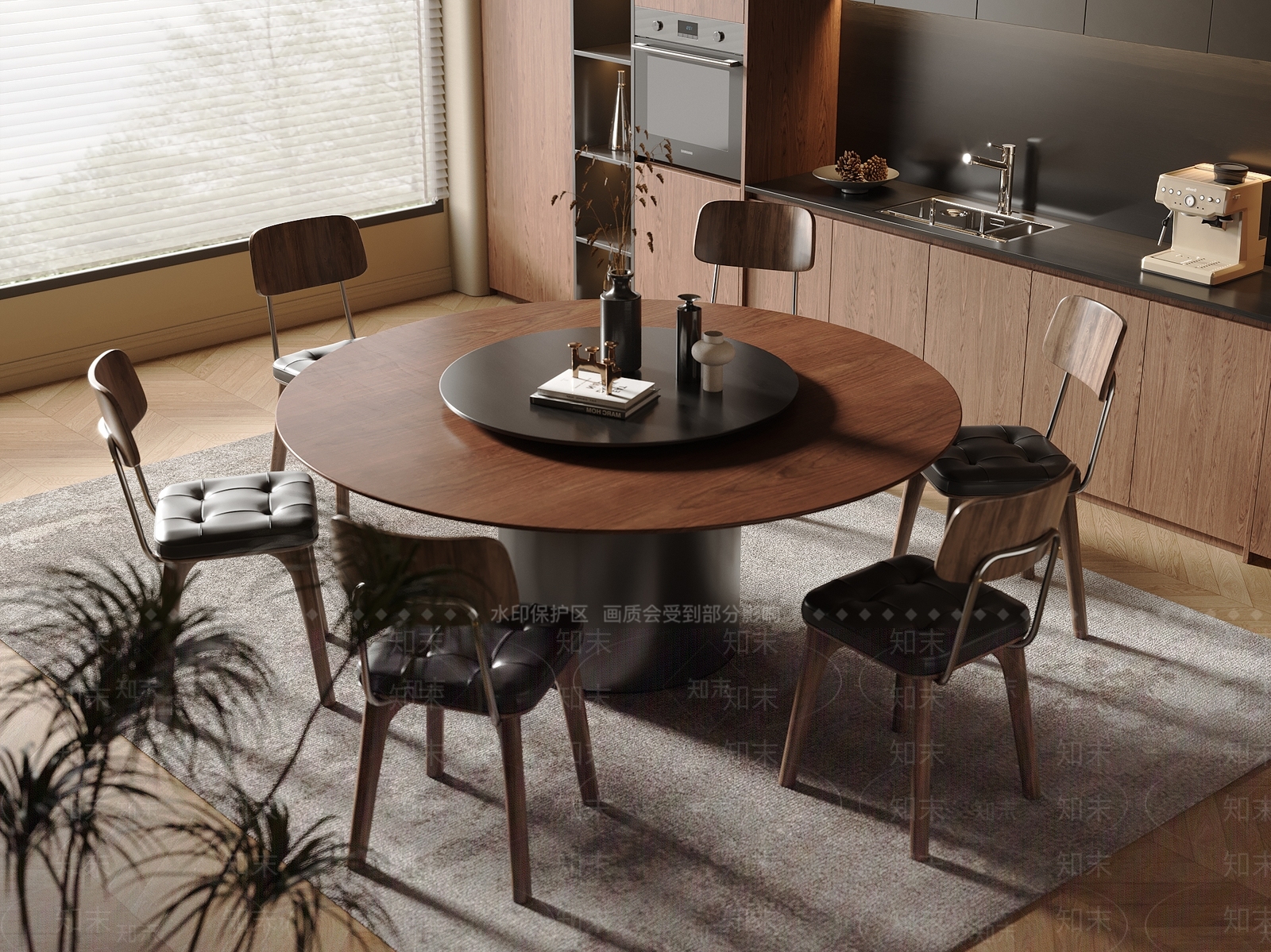 侘寂中古餐桌椅3D模型下载【ID:1188420449】