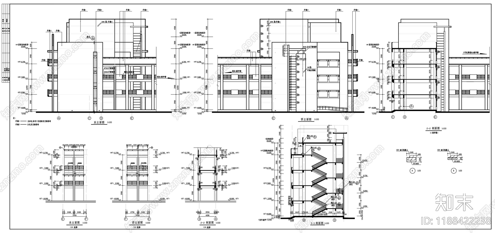 现代学校建筑cad施工图下载【ID:1188422238】