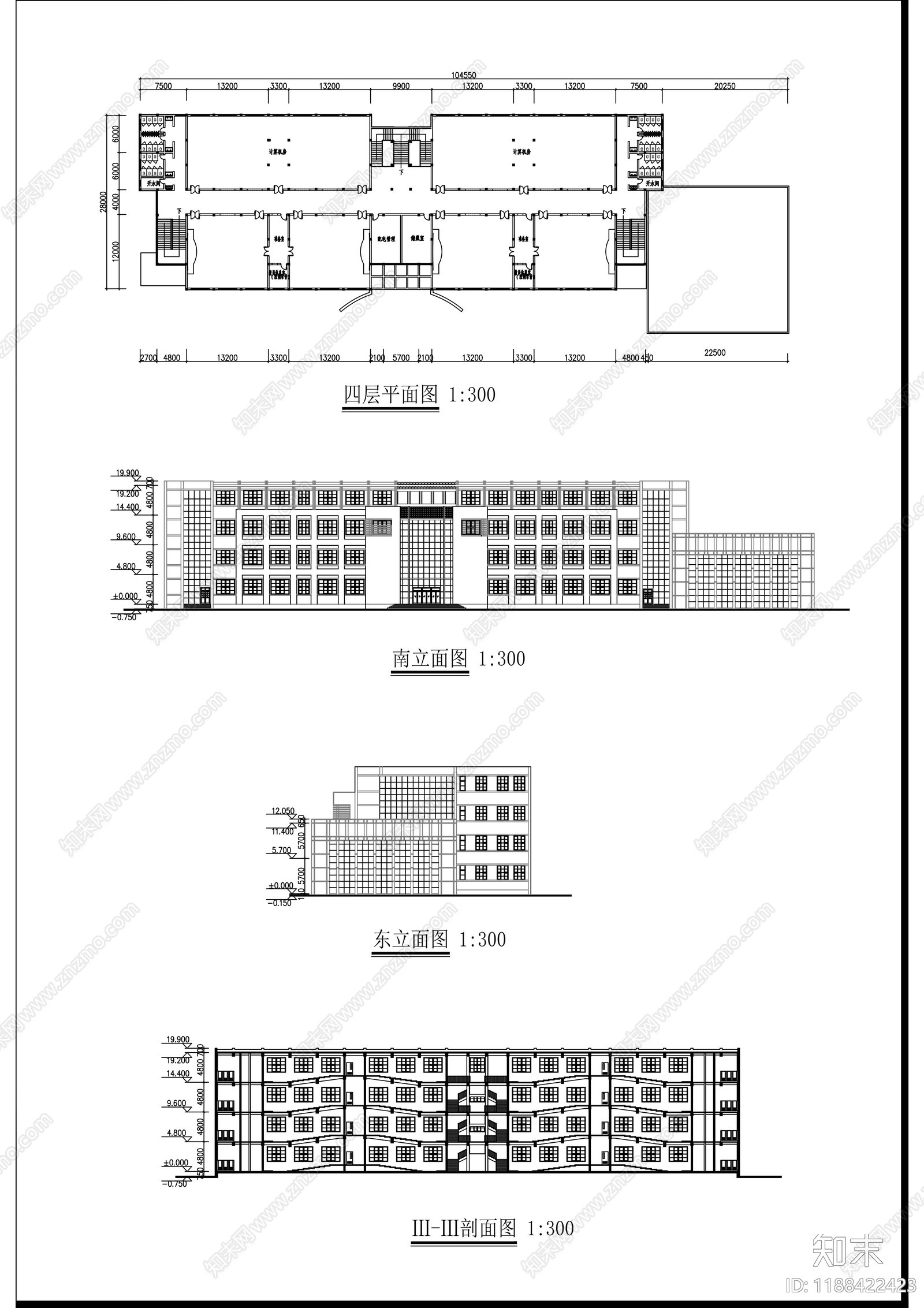 现代学校建筑cad施工图下载【ID:1188422423】