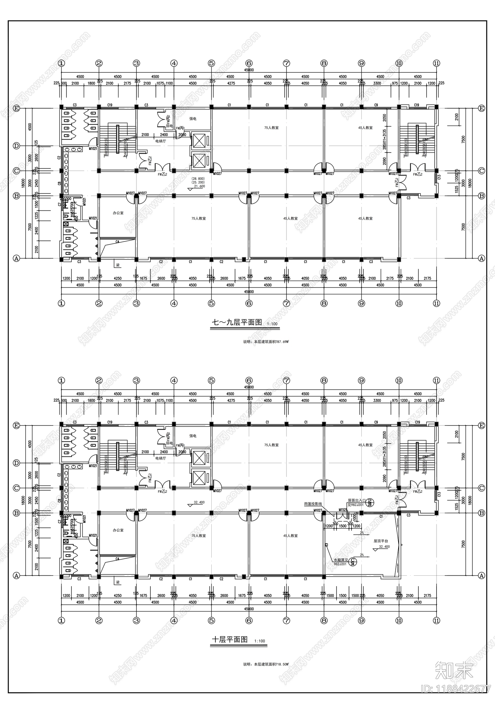 现代学校建筑cad施工图下载【ID:1188422677】