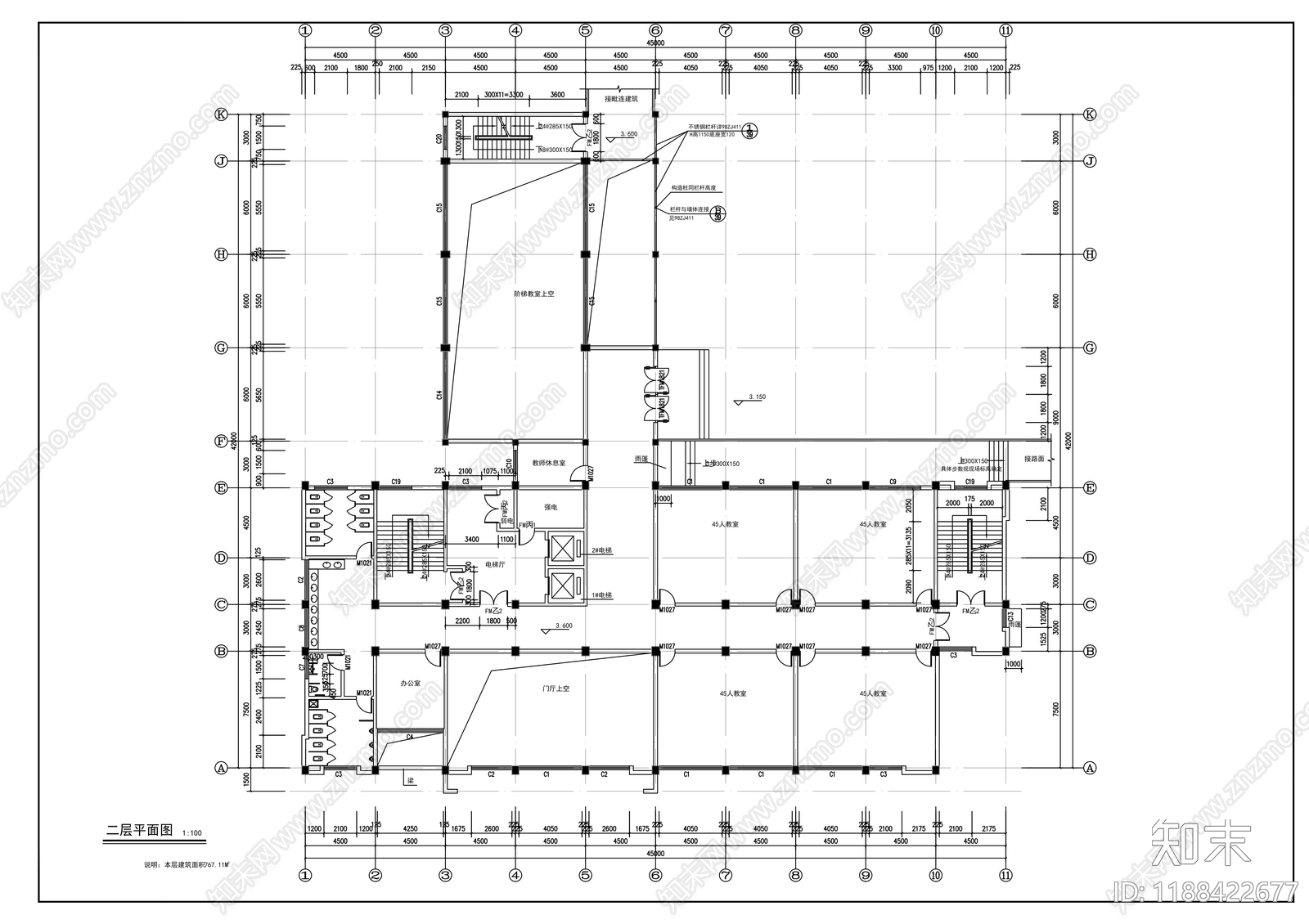 现代学校建筑cad施工图下载【ID:1188422677】