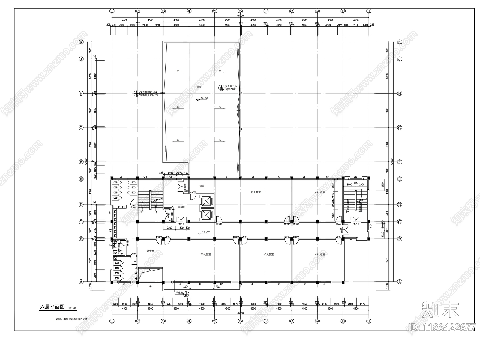 现代学校建筑cad施工图下载【ID:1188422677】