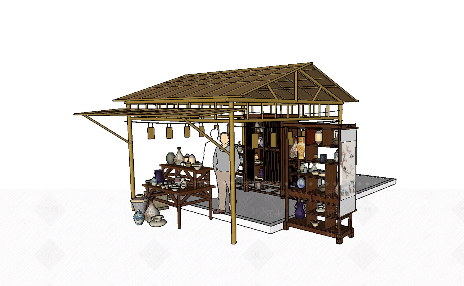 中式复古美陈SU模型下载【ID:1188422718】