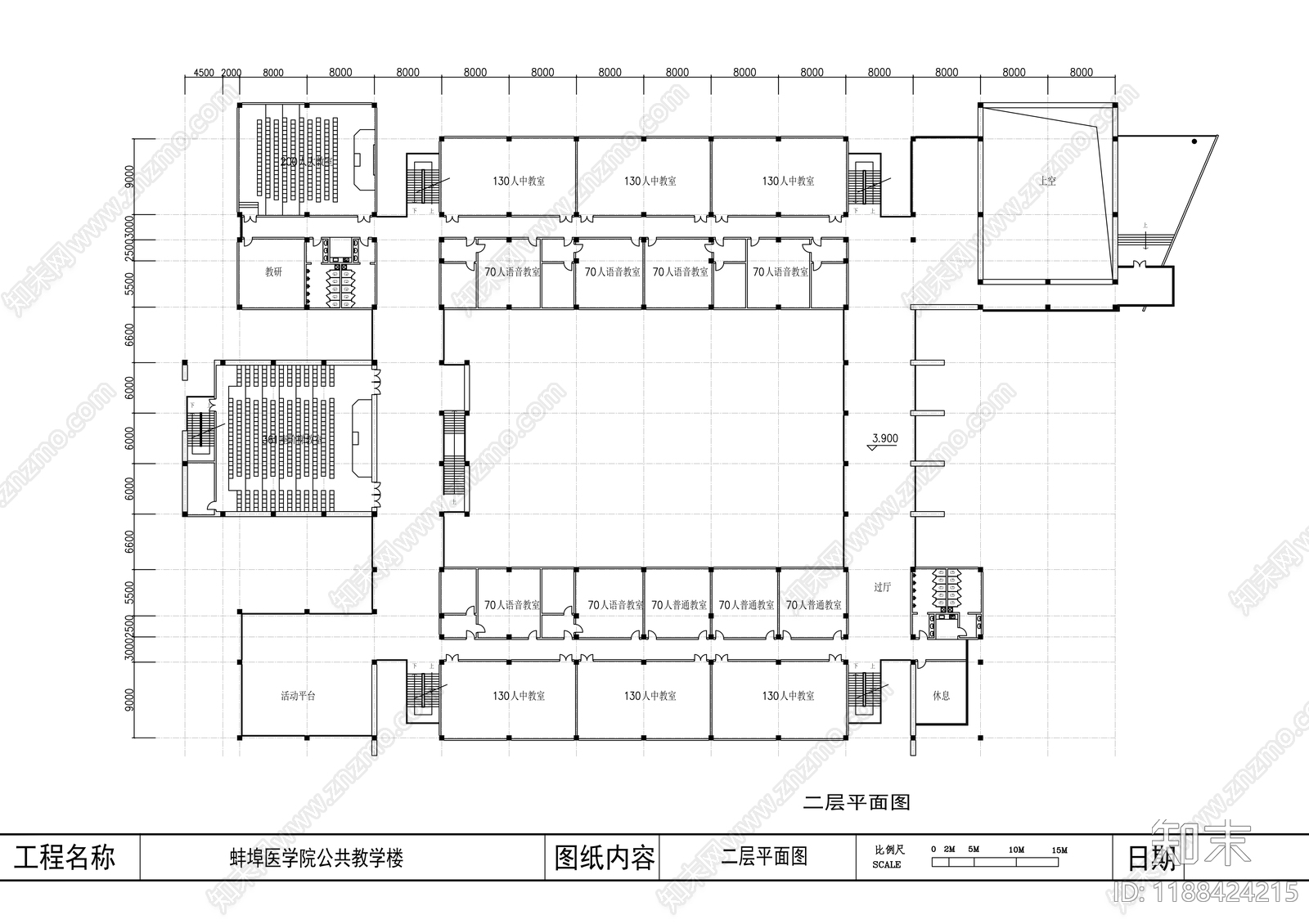现代学校建筑cad施工图下载【ID:1188424215】