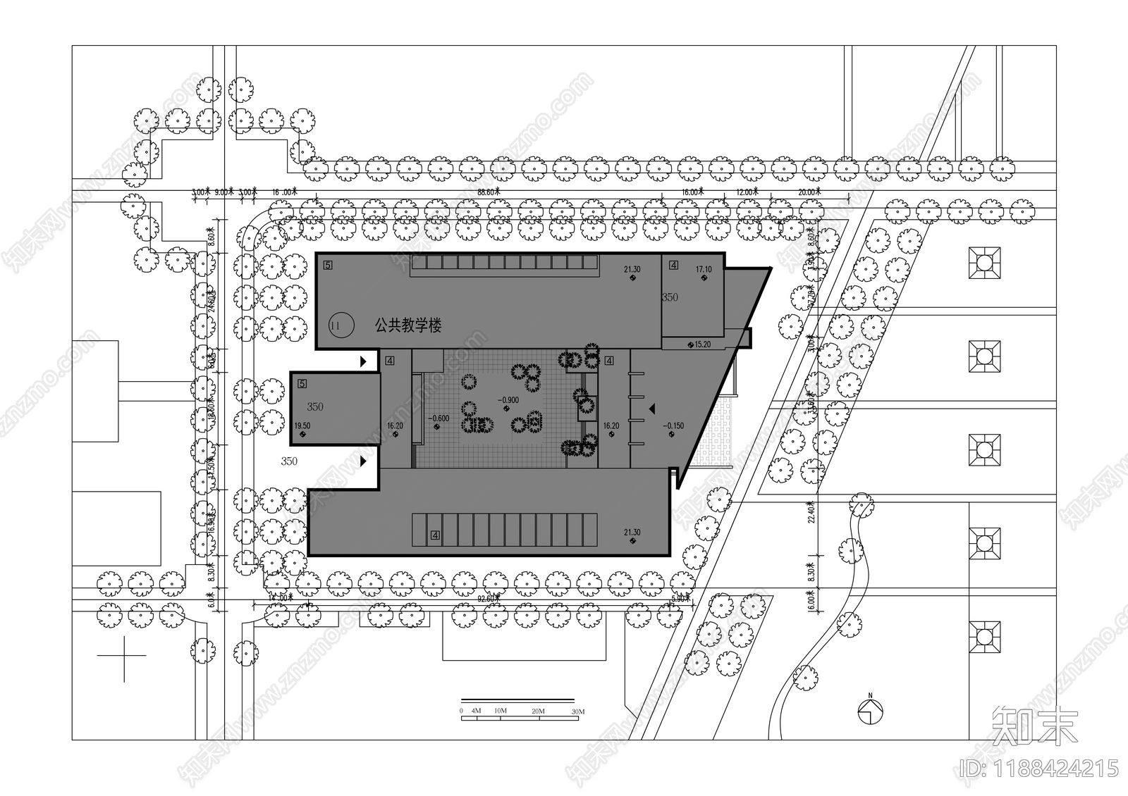现代学校建筑cad施工图下载【ID:1188424215】