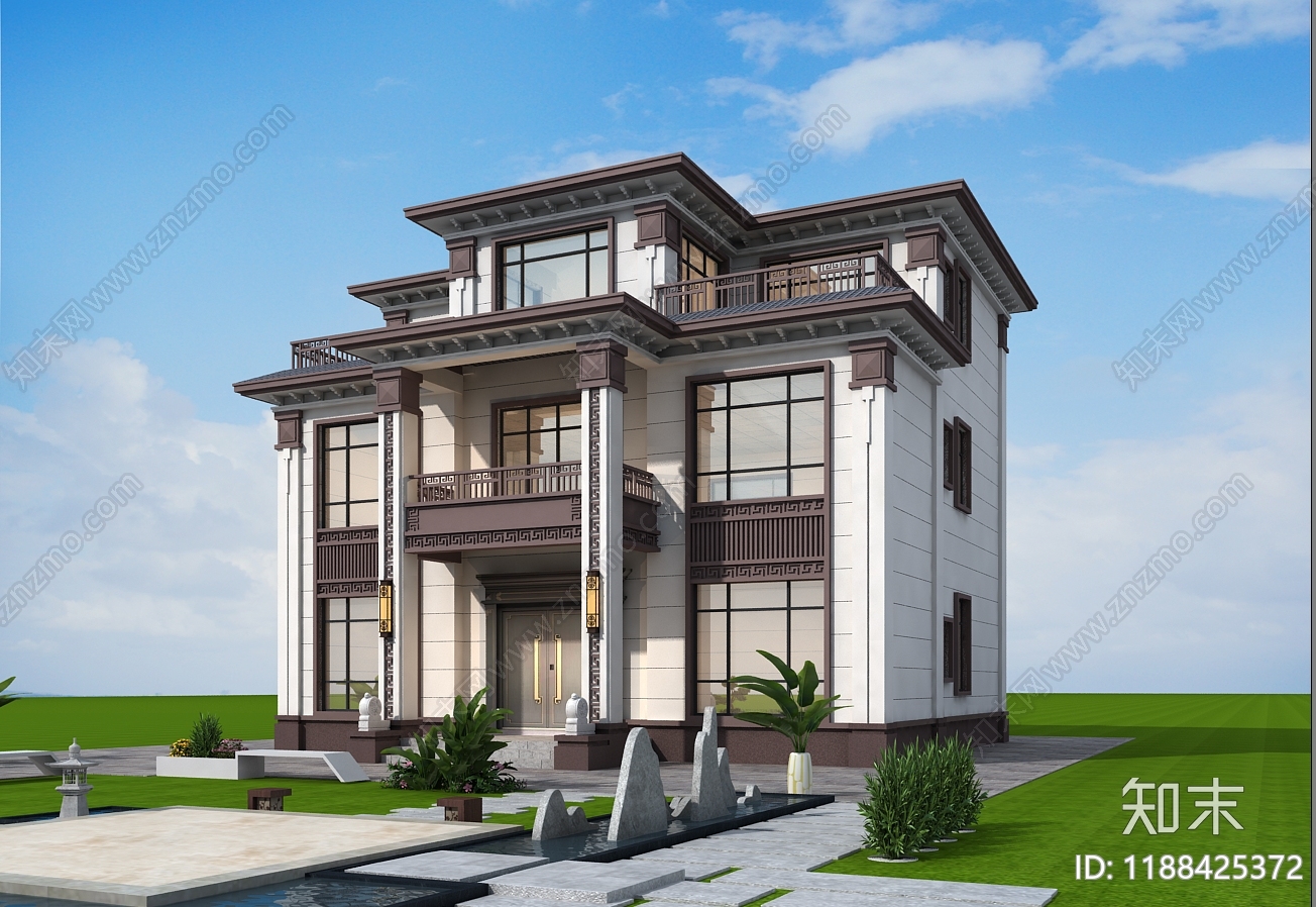 欧式简欧别墅建筑施工图下载【ID:1188425372】