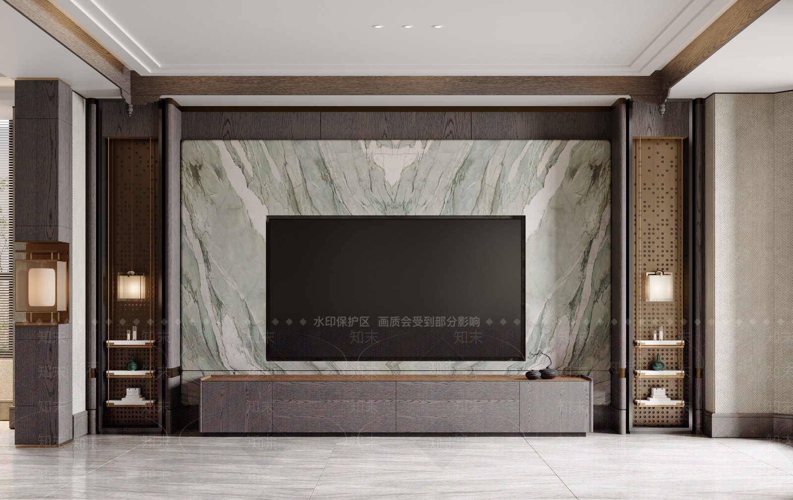 新中式现代别墅客厅3D模型下载【ID:1188425279】