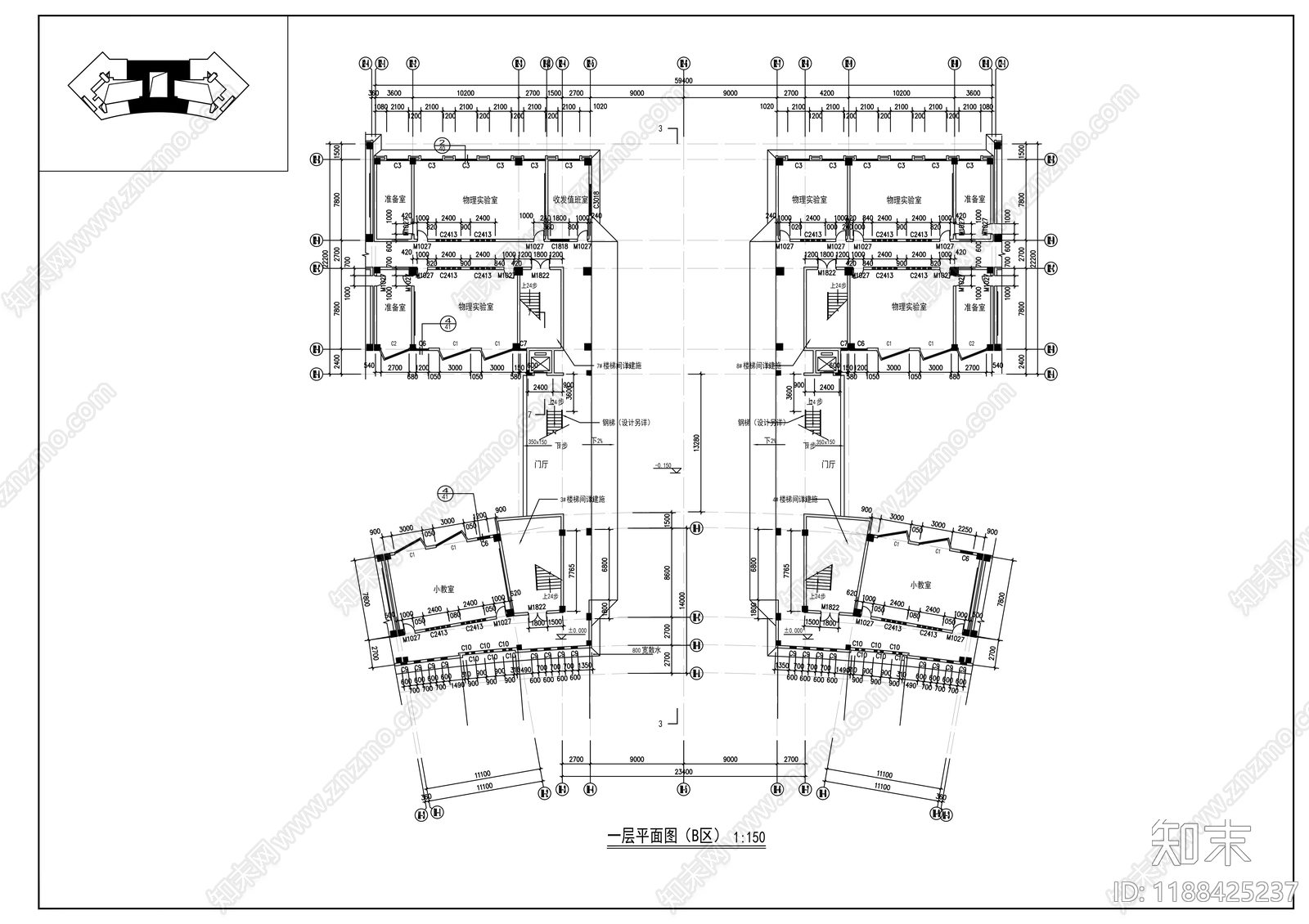 现代学校建筑施工图下载【ID:1188425237】