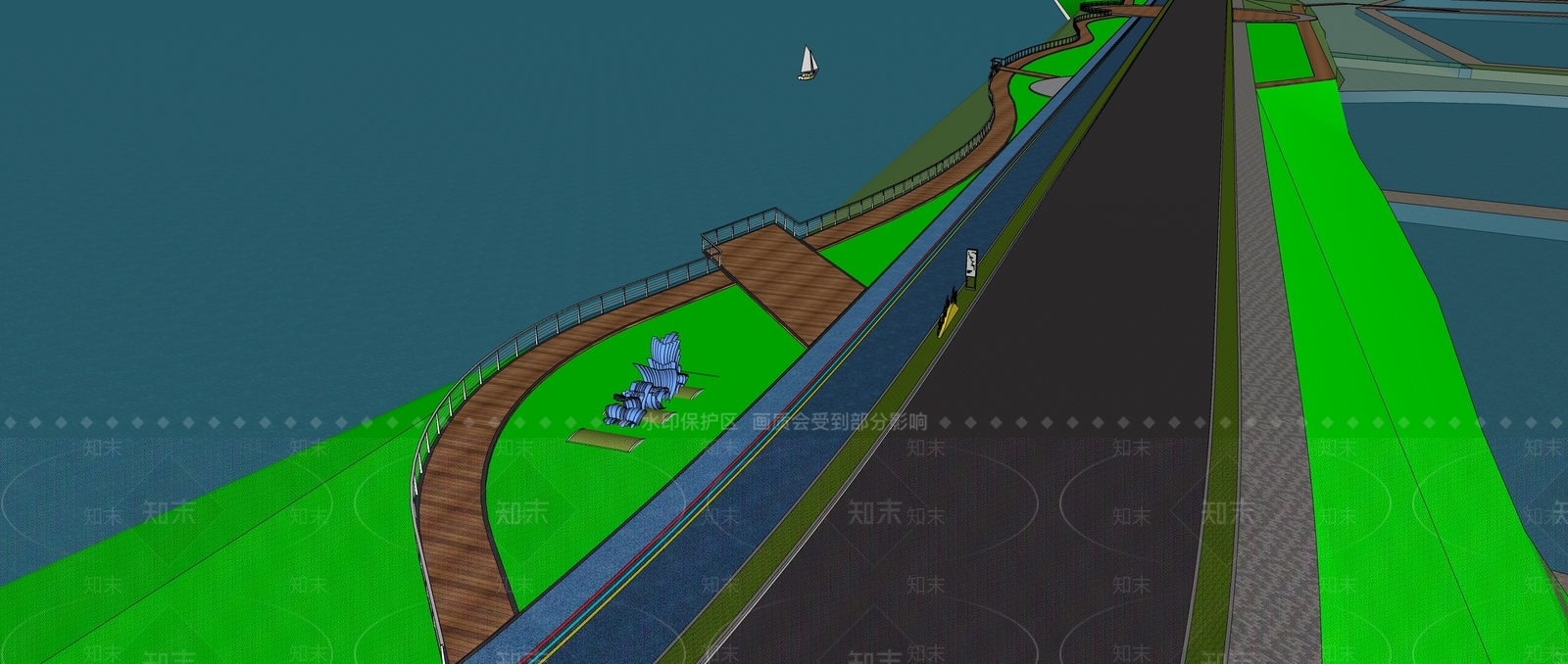 现代滨水景观SU模型下载【ID:1188427841】