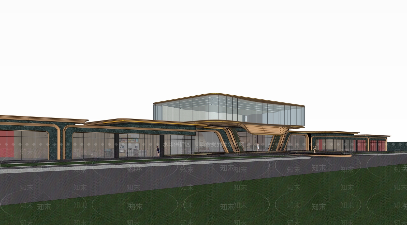 现代售楼处建筑SU模型下载【ID:1188429348】