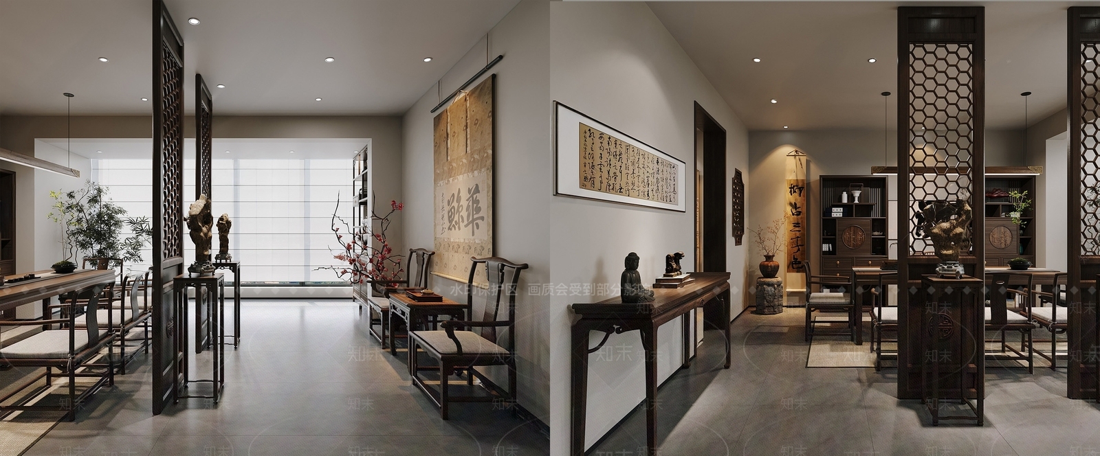 新中式茶室SU模型下载【ID:1188429346】