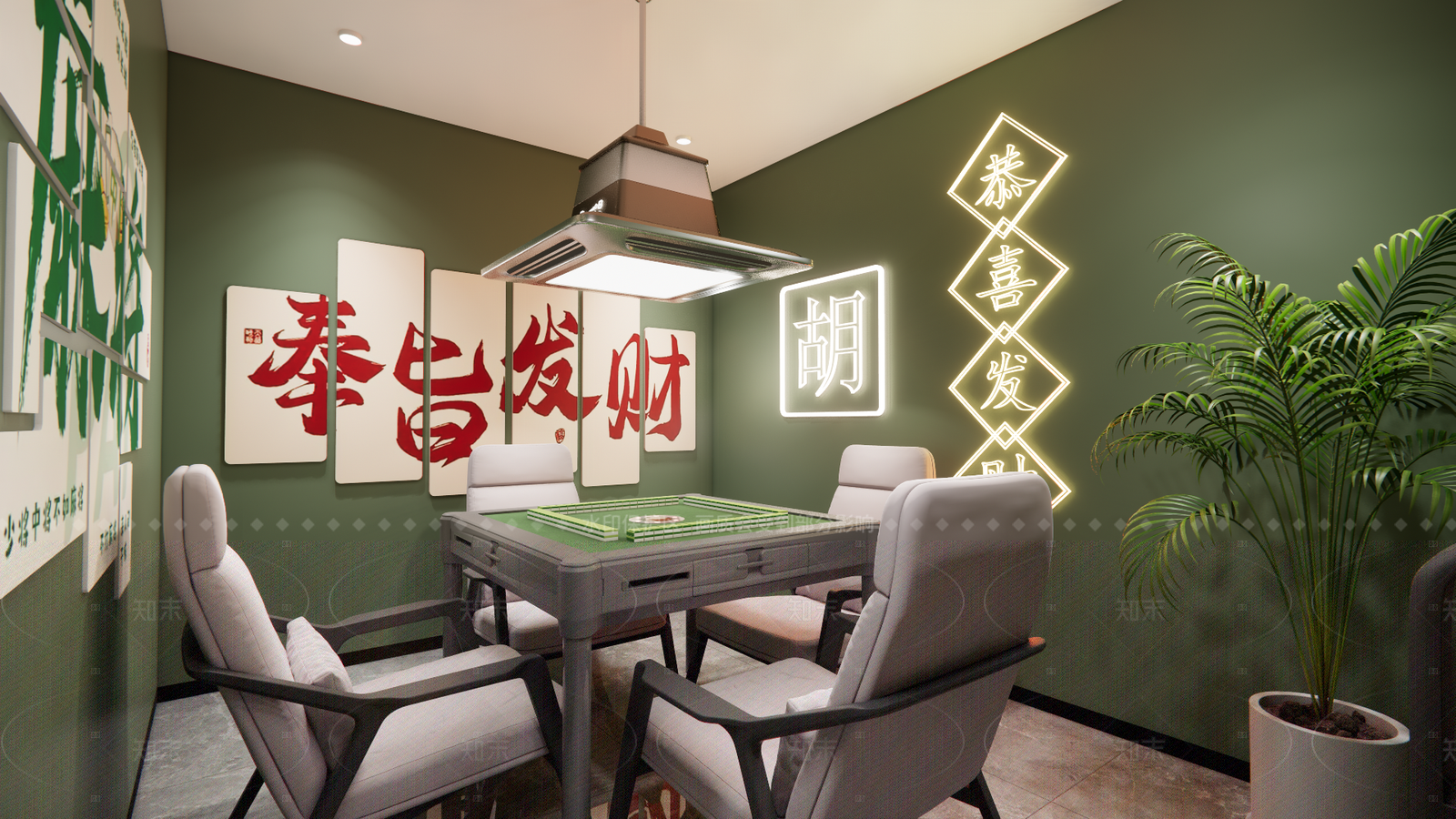 现代棋牌室SU模型下载【ID:1188431780】