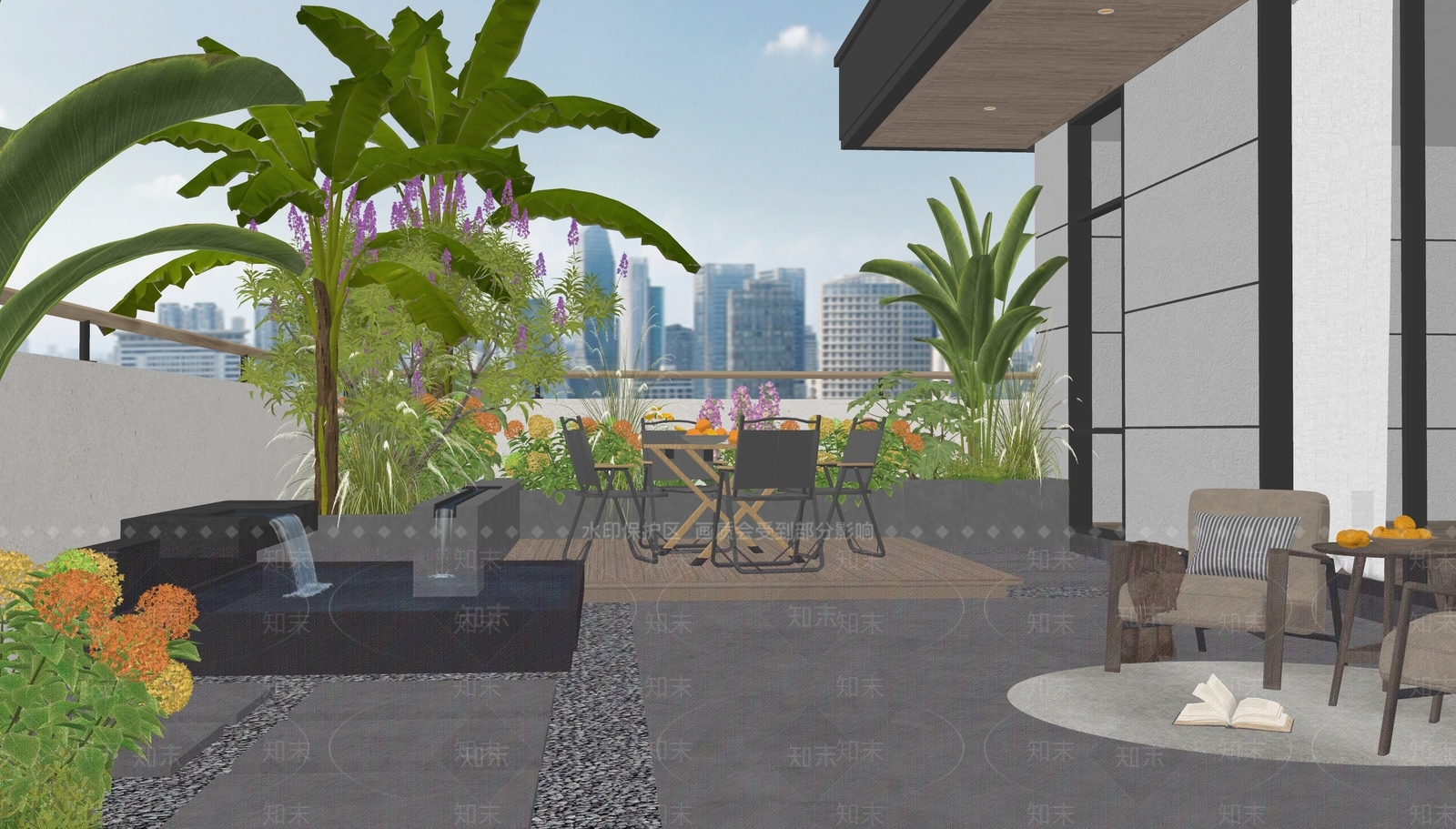 现代屋顶花园SU模型下载【ID:1188437792】