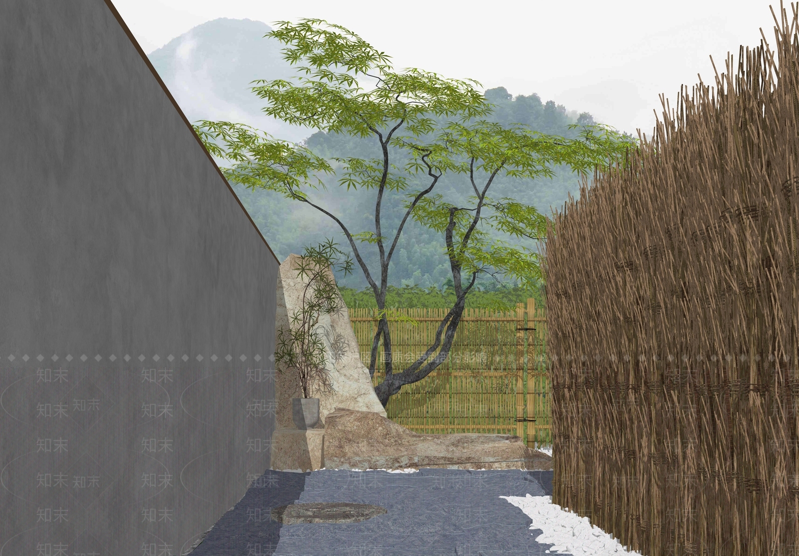中式日式庭院小品SU模型下载【ID:1188439168】