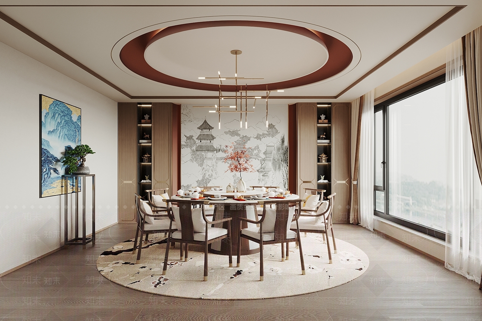 新中式包厢3D模型下载【ID:1188450726】