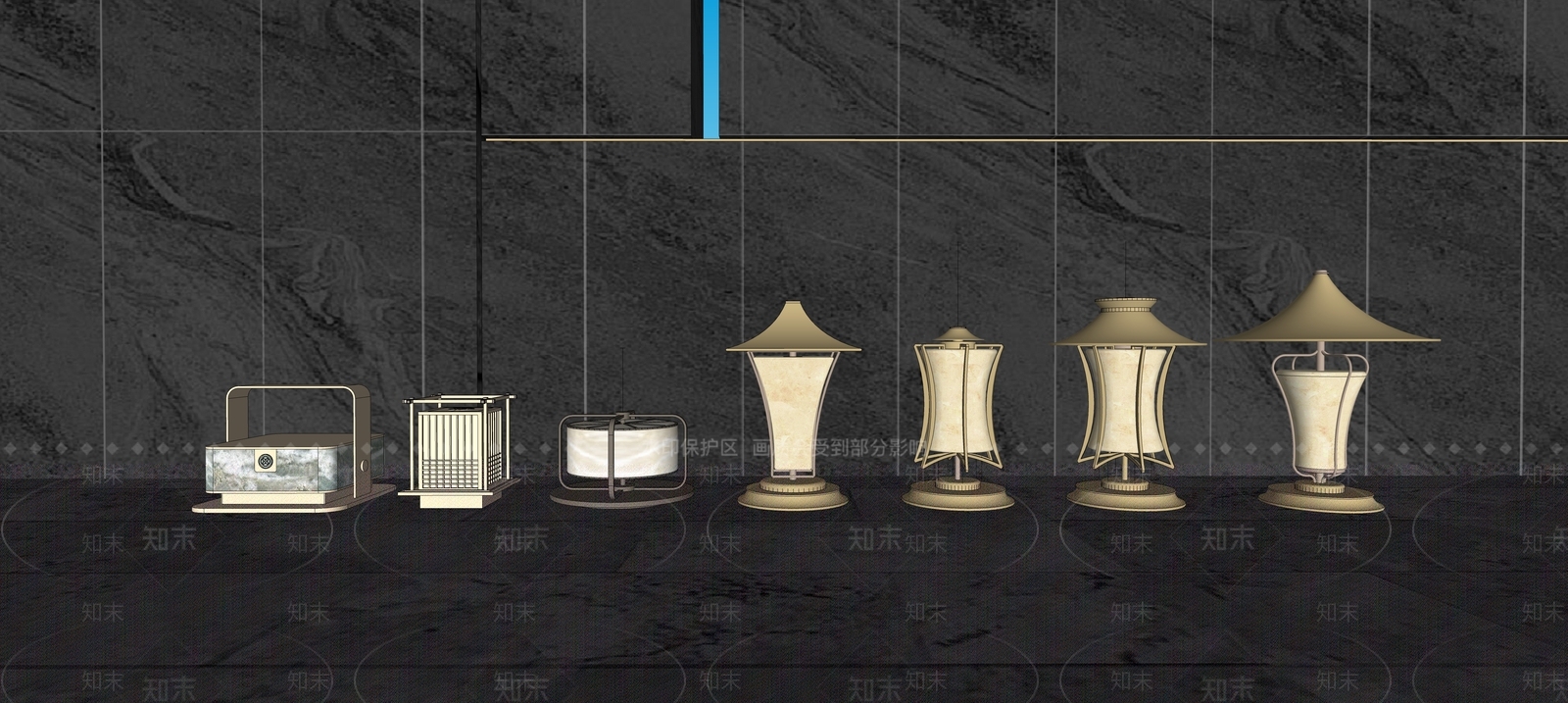 轻奢复古景观灯SU模型下载【ID:1188451087】