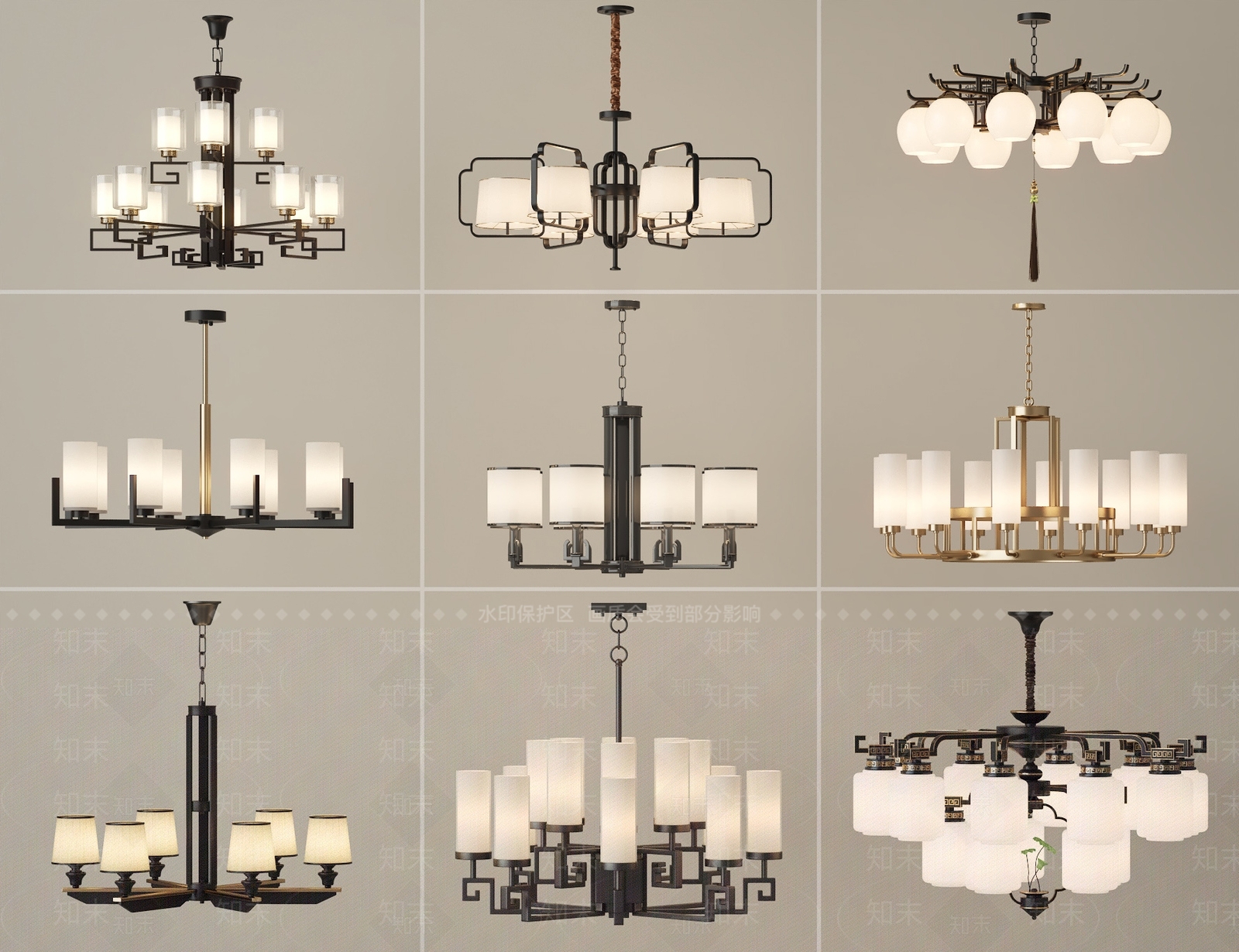 新中式中式客厅吊灯3D模型下载【ID:1188454979】