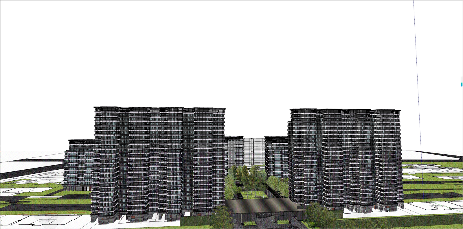 现代高层住宅SU模型下载【ID:1188456513】