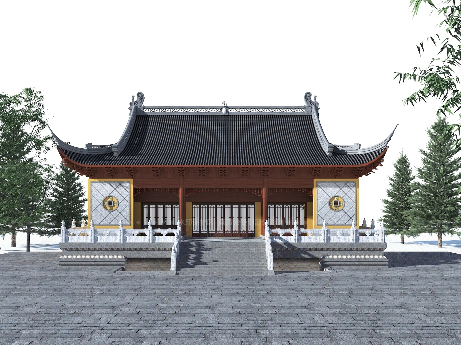 新中式中式古建3D模型下载【ID:1188465332】
