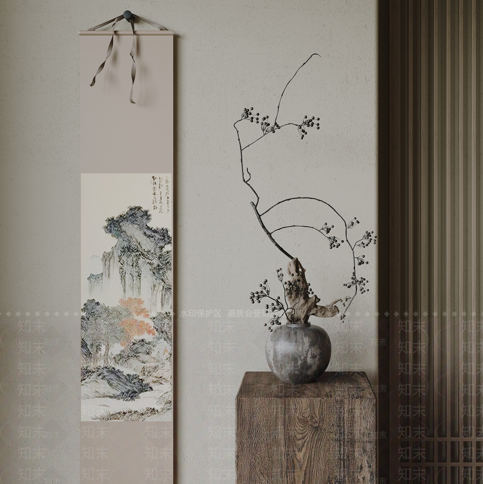 新中式侘寂花艺3D模型下载【ID:1188465834】