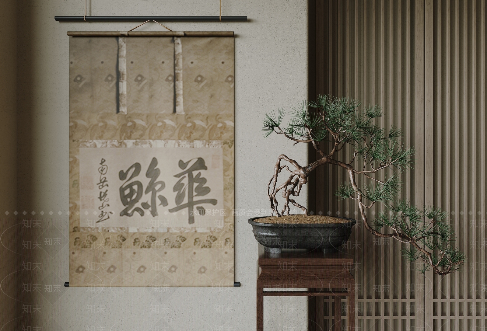 新中式侘寂花艺3D模型下载【ID:1188465900】