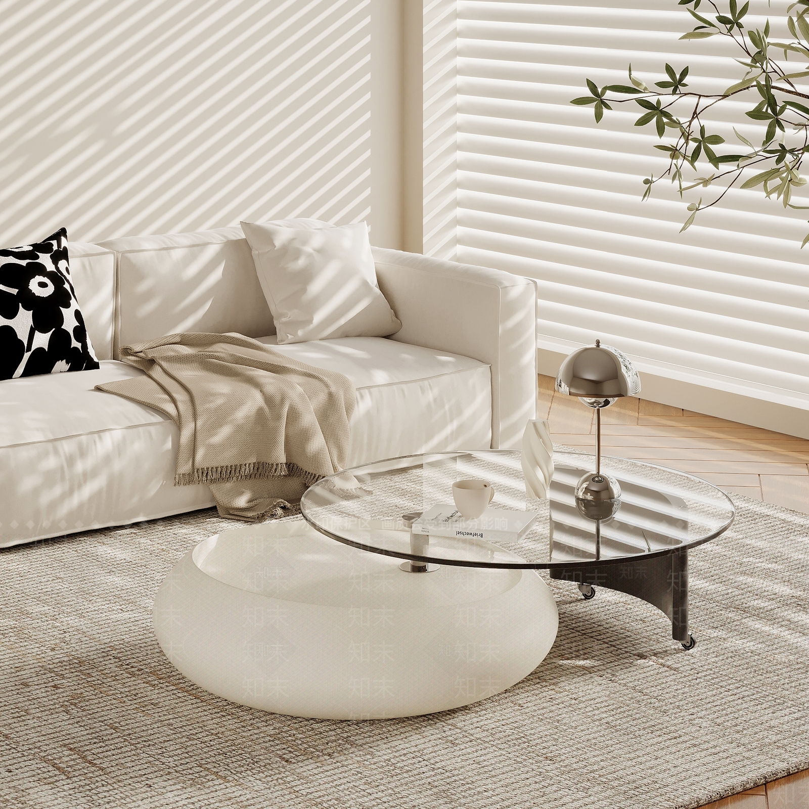 现代奶油茶几SU模型下载【ID:1188467875】
