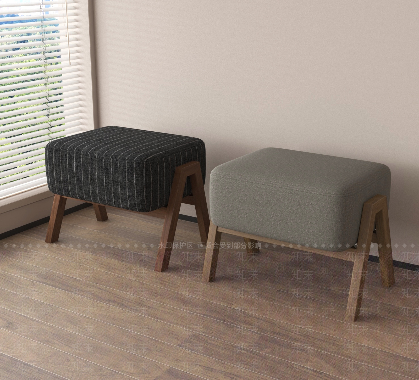 现代沙发凳3D模型下载【ID:1188470386】